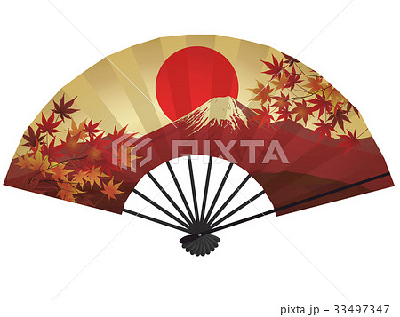 扇子（赤富士）のイラスト素材 [33497347] - PIXTA