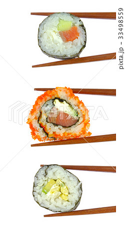 Sushi rolls with chopsticks Sushi rolls with chopsticks 33498559
