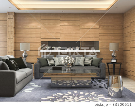 luxury and modern living room with leather sofa luxury and modern living room with leather sofa 33500611