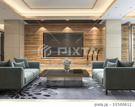 luxury and modern living room with leather sofa 33500612