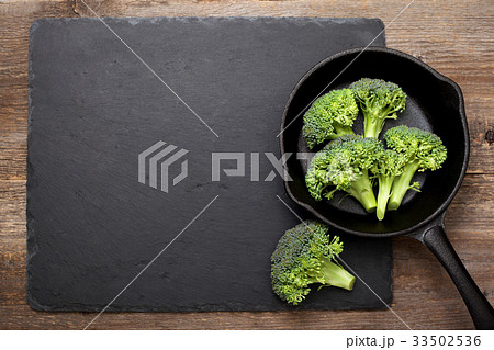 fresh broccoli in pan fresh broccoli in pan 33502536