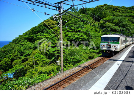 伊豆北川 駅　ＪＲ 185系 特急 踊り子 　2017年5月 （静岡県 東伊豆） 33502683