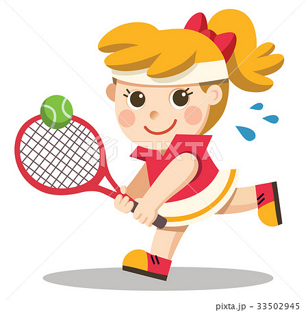 Tennis Player With A Racket In Her Hand のイラスト素材