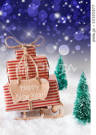 Vertical Christmas Sleigh, Text Happy New Year Vertical Christmas Sleigh, Text Happy New Year 33505977