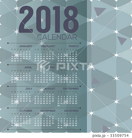 2018 Blue Geometric Pattern Printable Calendar 33509754