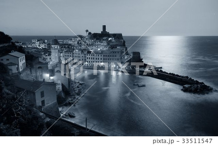 Vernazza at night in Cinque Terre black and white Vernazza at night in Cinque Terre black and white 33511547