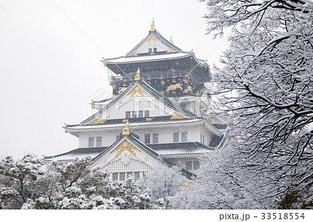 大阪城と雪 大阪城と雪 33518554