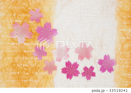 桜和紙のテクスチャの写真素材