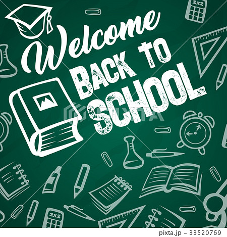 Back to School vector book on chalkboard 33520769