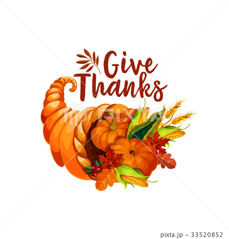 Thanksgiving cornucopia symbol of autumn harvest 33520852