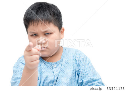 angry fat boy points his finger at you isolated 33521173