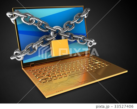 3d illustration of golden computer 3d illustration of golden computer 33527406