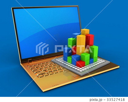 3d illustration of golden computer  3d illustration of golden computer  33527418