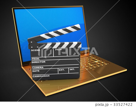3d illustration of golden computer 3d illustration of golden computer 33527422