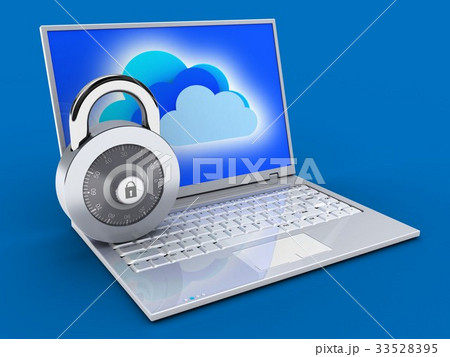 3d illustration of laptopwith clouds screen  3d illustration of laptopwith clouds screen  33528395