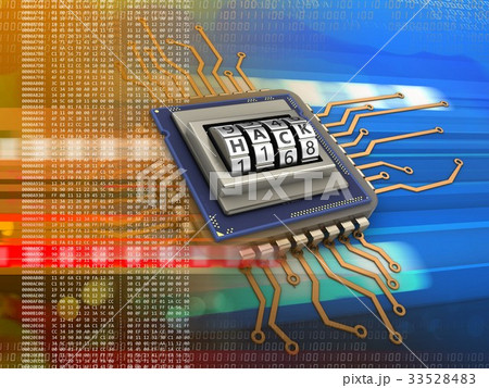 3d illustration of electronic board with code dial 33528483