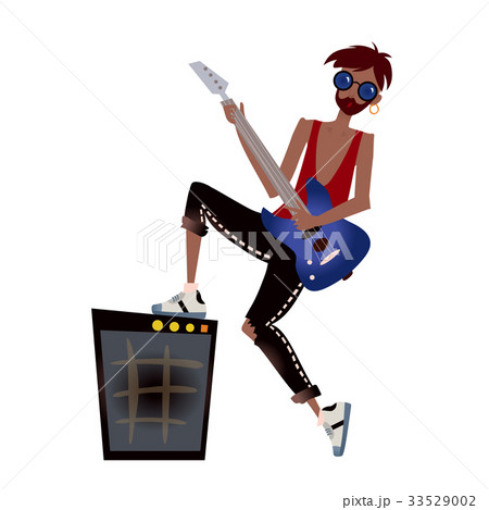 A young black man playing the guitar. Rock 33529002