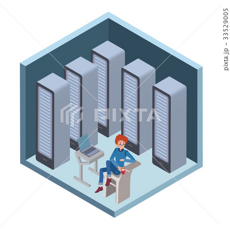 Data center icon, system administrator. Man Data center icon, system administrator. Man 33529005
