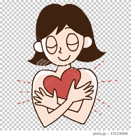 ハートを抱きしめる女性 33529006