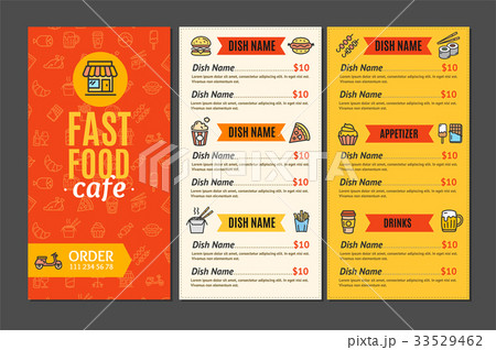 Fastfood and Street Food Menu Cafe. Vector Fastfood and Street Food Menu Cafe. Vector 33529462