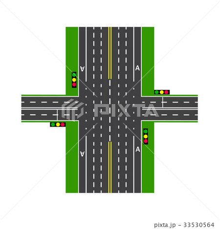 Crossroads. With the help of traffic lights. Road Crossroads. With the help of traffic lights. Road 33530564