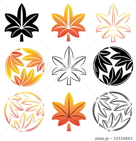 The stylized set maple leaves, Japanese symbolism 33530663