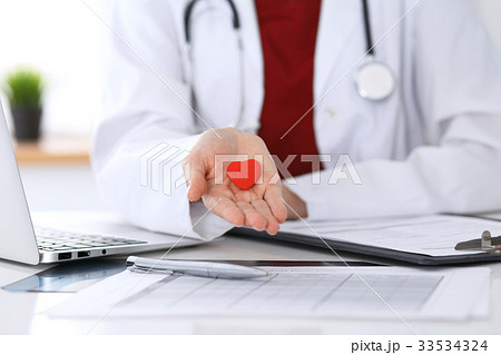 Unknown female doctor with stethoscope holding 33534324