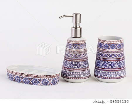 Beautiful ceramic bathroom accessories isolated Beautiful ceramic bathroom accessories isolated 33535136
