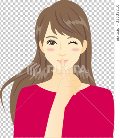 内緒ポーズの女性のイラスト素材