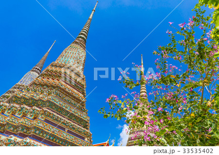 バンコク、ワット・ポー、花の咲く涅槃仏寺　 33535402