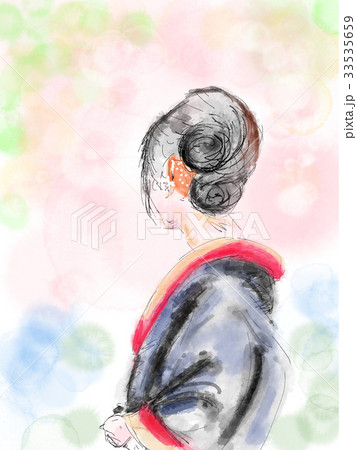 着物姿 イラスト 着物姿 イラスト 33535659