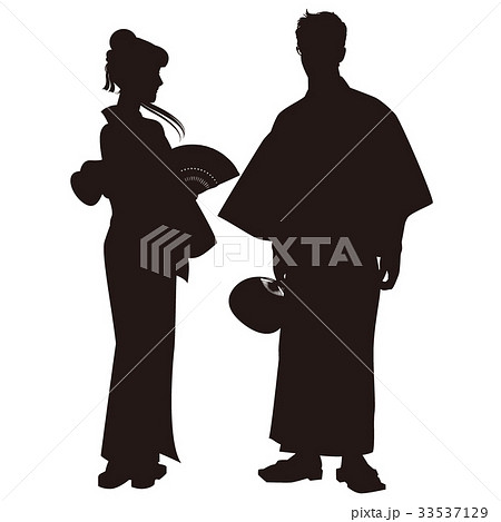 シルエット 浴衣のカップル 盆踊り 祭り ゆかた姿 粋なカップル シルエット 浴衣のカップル 盆踊り 祭り ゆかた姿 粋なカップル 33537129