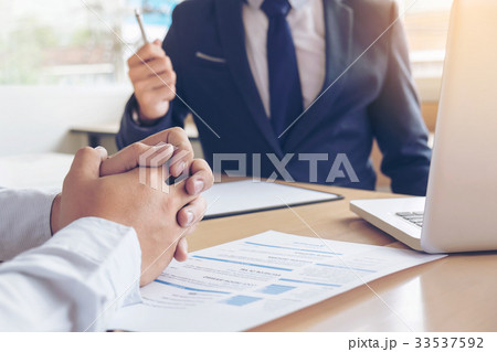 Job application interview. Executive manager hold 33537592