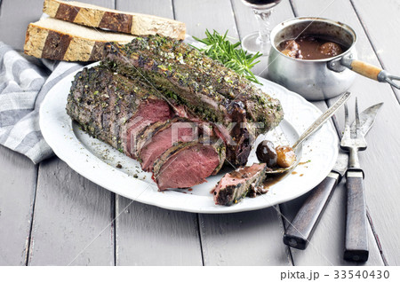 Barbecue Saddle ov Vanison on Plate 33540430