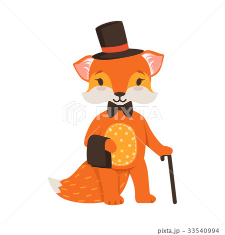 Cute orange fox gentleman character, funny cartoon 33540994