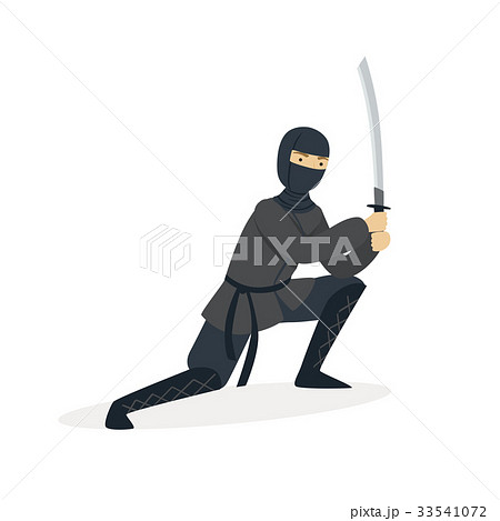 Ninja assassin character in a full black costume 33541072