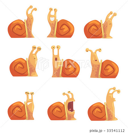 Funny cartoon snails showing different emotions 33541112