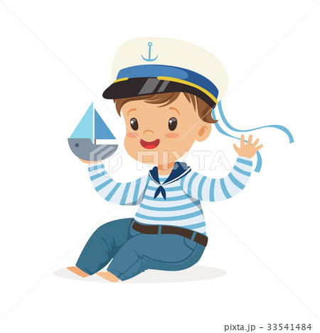 Cute smiling little boy character wearing a Cute smiling little boy character wearing a 33541484