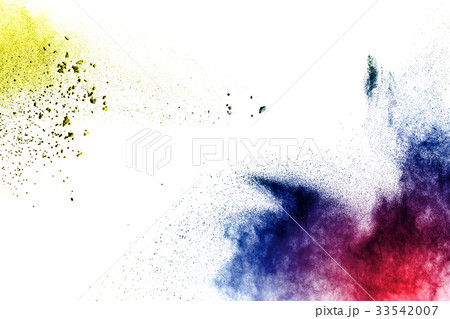 multicolored powder splatted on white background. 33542007