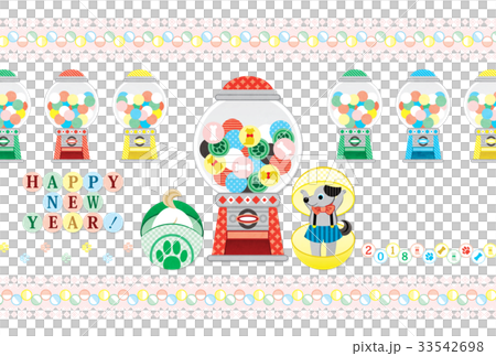 New Year's card template "Capsule toy Gachachapon!" Completed in 2018, HAPPY NEW YEAR! 33542698