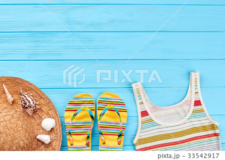 Female beach clothing on bottom border. 33542917