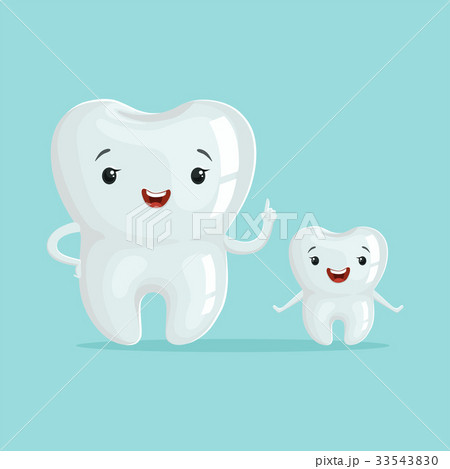 Two cute healthy white cartoon teeth characters 33543830