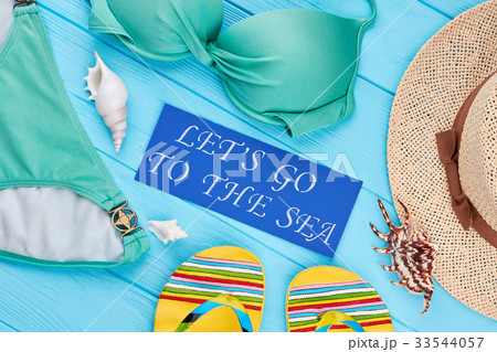 Marine beach items close up. Marine beach items close up. 33544057