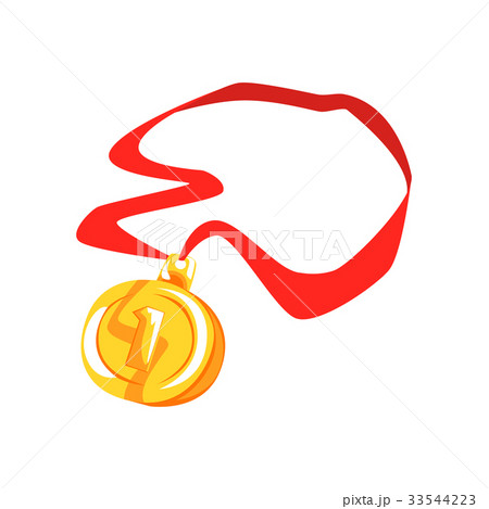 Gold first place medal cartoon vector Illustration 33544223