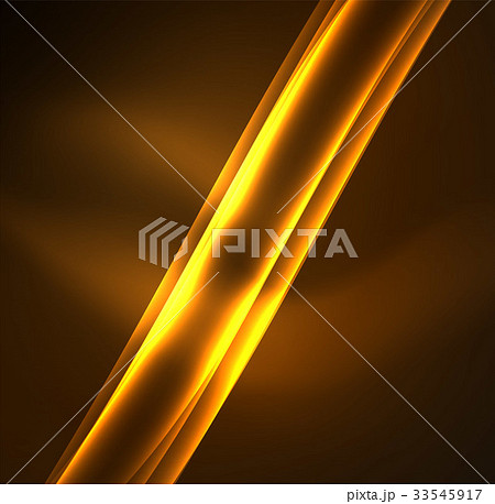 Energy lines, glowing waves in the dark, vector 33545917