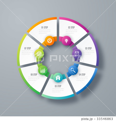 Infographics template 7 options with circle 33546863