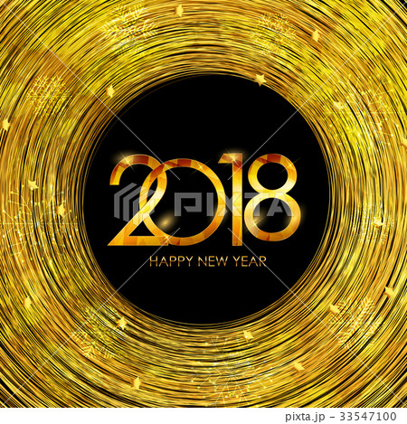 2018 New Year Gold Glossy Background. Vector 33547100