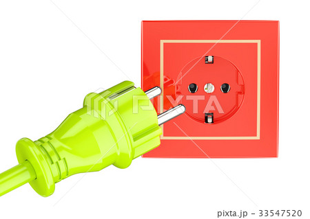 electric plug with socket. 3D rendering 33547520
