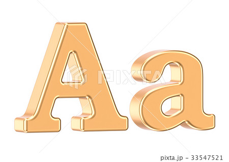 English golden letter A with serifs, 3D rendering 33547521