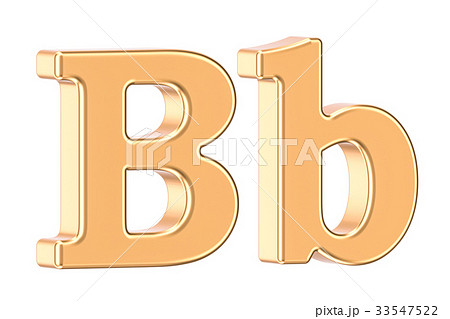 English golden letter B with serifs, 3D rendering 33547522